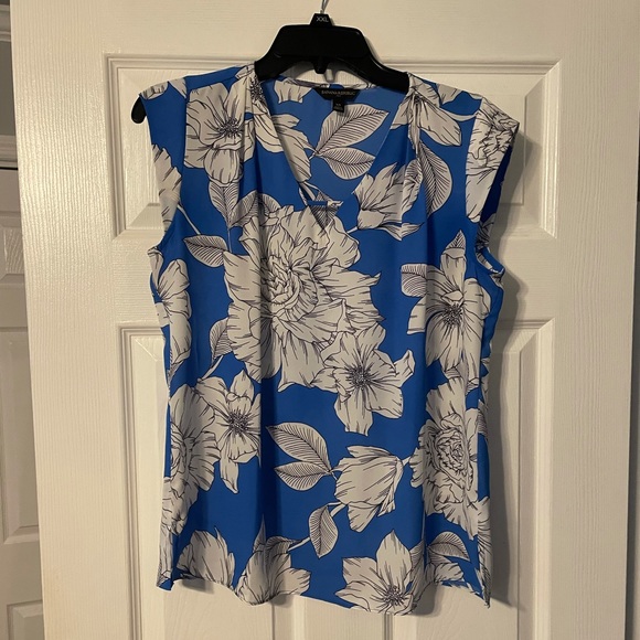 Banana Republic Tops - Banana Republic Blue and Ivory sleeveless floral blouse Size XS